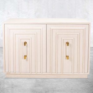 Art Deco 2 Door Credenza in White Washed Oak