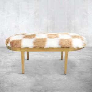 Furry Bastard Bench in Orange Furry Cow Fabric