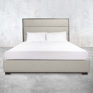 Gramercy Park Bed in Oak Gray Wash and Hawthorn Morning Fog Fabric