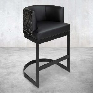 Ibiza Bar and Counter Stool with Dual Fabric and Matte Black Frame