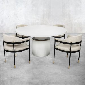 Istanbul Round Dining Table in Matte White Lacquer