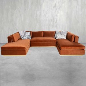 Milan 3 Piece U Sectional in Hacienda Velvet