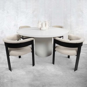 Ubud II Round Dining Table in Matte White