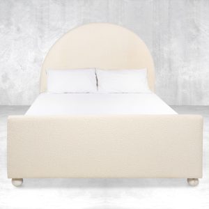 Acapulco Bed in Boucle with Marble Sphere Legs