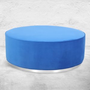 48" Chubby Ottoman in Electric Blue Velvet