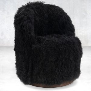 Harry Occasional Chair in Black Mongolian Fur