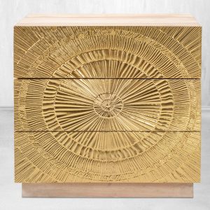 Brass Starburst 3 Drawer Side Table