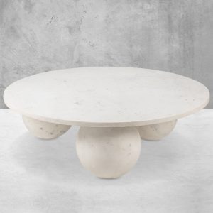 Trayh 2 Coffee Table in Dense White Marble